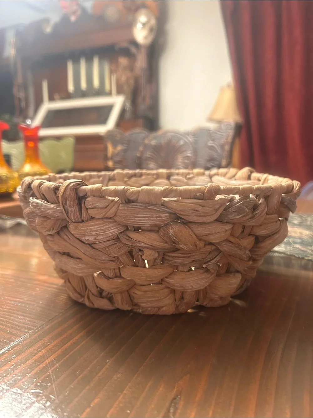 9” Handwoven Natural Seagrass Decorative Bowl - Neutral Tan